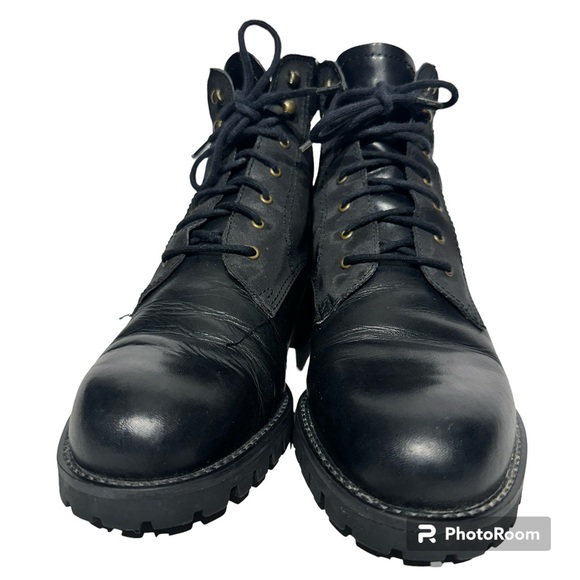 ENZO ANGIOLINI Black Leather Ankle Booties Women's Lace Ups - Picture 3 of 10